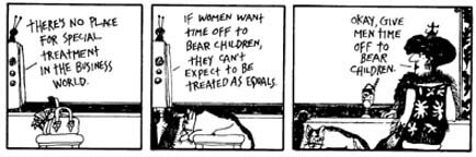 Nicole Hollander ‘give men time off work to bear children’